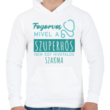 PRINTFASHION Szuperhős - Fogorvos - Férfi kapucnis pulóver - Fehér férfi pulóver, kardigán