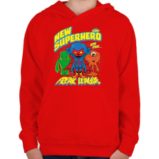 PRINTFASHION Szuperhős - Gyerek kapucnis pulóver - Piros