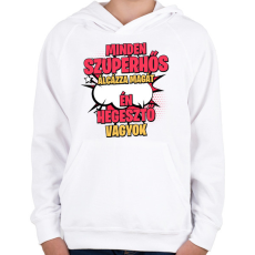PRINTFASHION SZUPERHŐS HEGESZTŐ - Gyerek kapucnis pulóver - Fehér