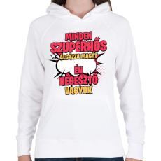 PRINTFASHION SZUPERHŐS HEGESZTŐ - Női kapucnis pulóver - Fehér