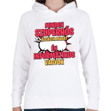 PRINTFASHION SZUPERHŐS INFORMATIKUS - Női kapucnis pulóver - Fehér női pulóver, kardigán