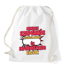 PRINTFASHION SZUPERHŐS INFORMATIKUS - Sportzsák, Tornazsák - Fehér tornazsák