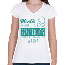 PRINTFASHION Szuperhős - Mentős - Női V-nyakú póló - Fehér női póló