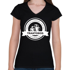 PRINTFASHION Szuperhős Traktoros - Női V-nyakú póló - Fekete női póló