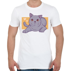 PRINTFASHION Szürke cica - Férfi póló - Fehér