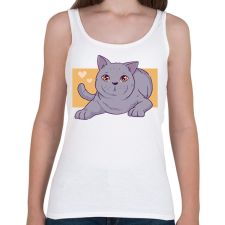 PRINTFASHION Szürke cica - Női atléta - Fehér női trikó