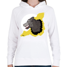 PRINTFASHION Szürke Farkas - Női kapucnis pulóver - Fehér