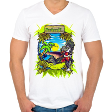 PRINTFASHION Szúszá - relax - Férfi V-nyakú póló - Fehér férfi póló