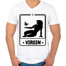 PRINTFASHION szűz - Férfi V-nyakú póló - Fehér