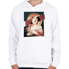 PRINTFASHION Szűz Mia - Gyerek kapucnis pulóver - Fehér