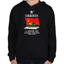 PRINTFASHION t34-commander - Gyerek kapucnis pulóver - Fekete gyerek pulóver, kardigán