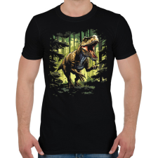 PRINTFASHION T-rex az erdőben - Férfi póló - Fekete férfi póló