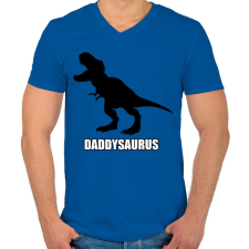 PRINTFASHION T-rex család - Daddysaurus - Férfi V-nyakú póló - Királykék férfi póló