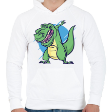 PRINTFASHION T-rex dab - Férfi kapucnis pulóver - Fehér