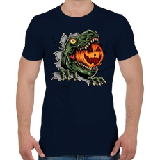 PRINTFASHION T-rex es a Halloween tökfej - Férfi póló - Sötétkék
