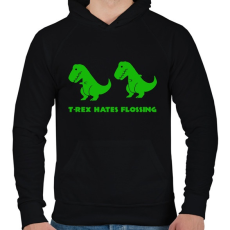 PRINTFASHION T-rex floss dance - Férfi kapucnis pulóver - Fekete