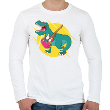 PRINTFASHION T-rex gitárral - Férfi hosszú ujjú póló - Fehér férfi póló