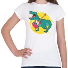 PRINTFASHION T-rex gitárral - Női póló - Fehér