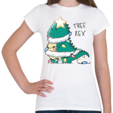 PRINTFASHION T-rex karácsonyfa - Női póló - Fehér női póló