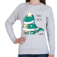 PRINTFASHION T-rex karácsonyfa - Női pulóver - Sport szürke női pulóver, kardigán