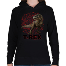 PRINTFASHION T-REX - Női kapucnis pulóver - Fekete