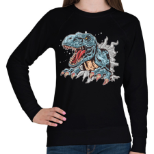 PRINTFASHION T-rex - Női pulóver - Fekete női pulóver, kardigán