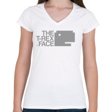 PRINTFASHION T-REX - Női V-nyakú póló - Fehér női póló