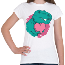 PRINTFASHION T-rex szívvel - Női póló - Fehér