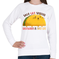 PRINTFASHION Taco Cica - Női pulóver - Fehér női pulóver, kardigán