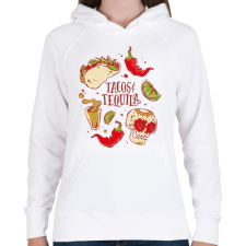 PRINTFASHION Taco és Tequila Mexikó - Női kapucnis pulóver - Fehér női pulóver, kardigán