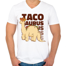 PRINTFASHION Tacosaurus - Férfi V-nyakú póló - Fehér férfi póló