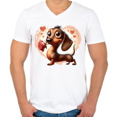 PRINTFASHION Tacsi rózsával - Férfi V-nyakú póló - Fehér