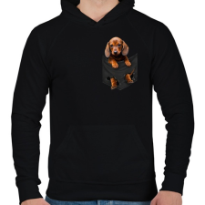 PRINTFASHION Tacskó a zsebben - Férfi kapucnis pulóver - Fekete férfi pulóver, kardigán