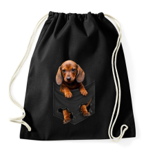 PRINTFASHION Tacskó a zsebben - Sportzsák, Tornazsák - Fekete tornazsák