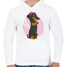 PRINTFASHION Tacskó - Férfi kapucnis pulóver - Fehér férfi pulóver, kardigán