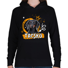 PRINTFASHION Tacskó firka - Női kapucnis pulóver - Fekete női pulóver, kardigán