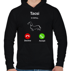 PRINTFASHION Tacskó hív  - Férfi kapucnis pulóver - Fekete