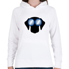 PRINTFASHION Tacskó kék napszemüvegben - Női kapucnis pulóver - Fehér női pulóver, kardigán