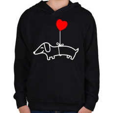 PRINTFASHION Tacskó lufival - Gyerek kapucnis pulóver - Fekete