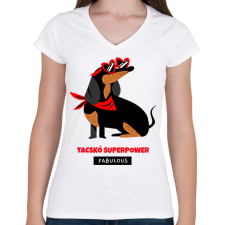 PRINTFASHION TACSKO - Női V-nyakú póló - Fehér női póló