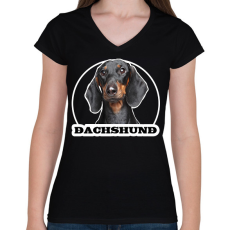 PRINTFASHION Tacskó  - Női V-nyakú póló - Fekete