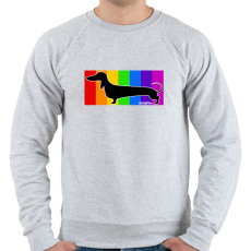 PRINTFASHION Tacskó szivárvány háttérben - Férfi pulóver - Sport szürke