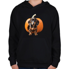 PRINTFASHION Tacskó tökben - Gyerek kapucnis pulóver - Fekete gyerek pulóver, kardigán