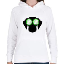 PRINTFASHION Tacskó zöld napszemüvegben - Női kapucnis pulóver - Fehér női pulóver, kardigán