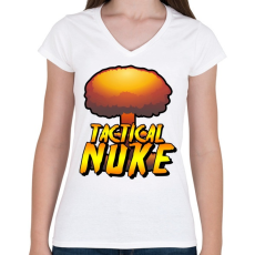 PRINTFASHION Tactical Nuke - Női V-nyakú póló - Fehér