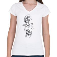 PRINTFASHION Tahiti virág - Női V-nyakú póló - Fehér női póló