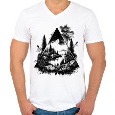 PRINTFASHION Tájkép - Férfi V-nyakú póló - Fehér férfi póló