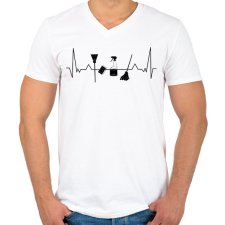 PRINTFASHION Takarító EKG - Férfi V-nyakú póló - Fehér férfi póló