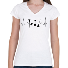 PRINTFASHION Takarító EKG - Női V-nyakú póló - Fehér