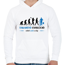 PRINTFASHION Takarító evolúció - Férfi kapucnis pulóver - Fehér férfi pulóver, kardigán